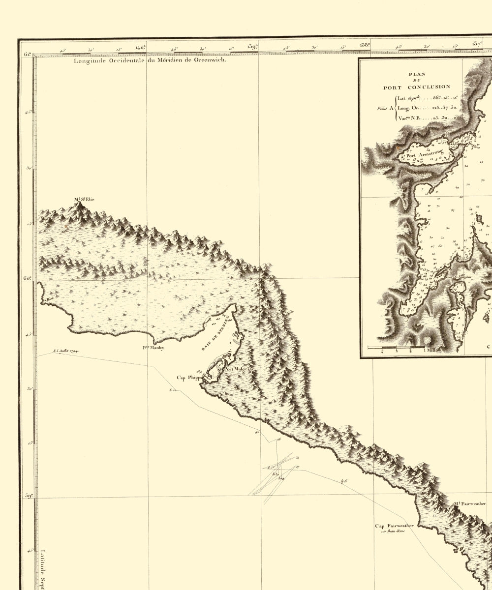 Historic State Map - Alaska Southern Portion No 6 - Vancouver 1800 - 23 x 27.60 - Vintage Wall Art