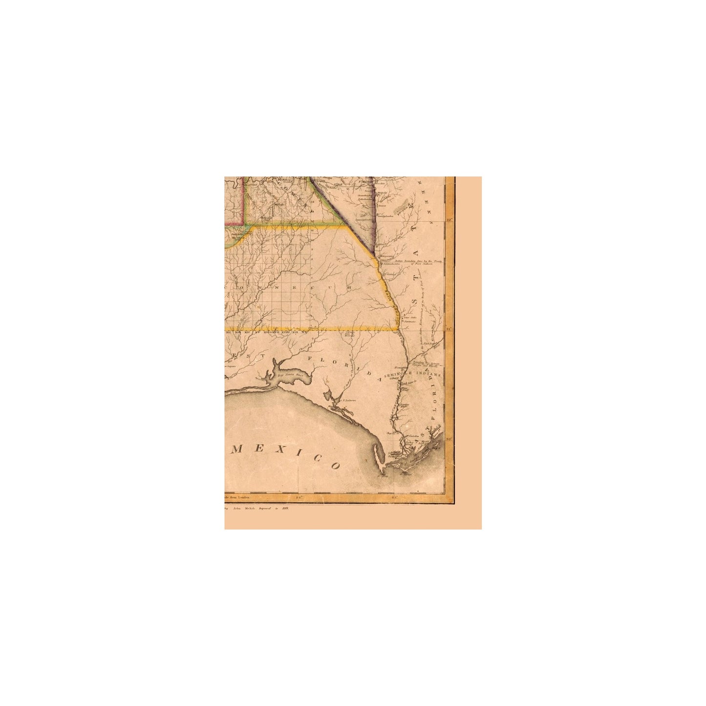 Historic State Map - Alabama - Melish 1819 - Vintage Wall Art
