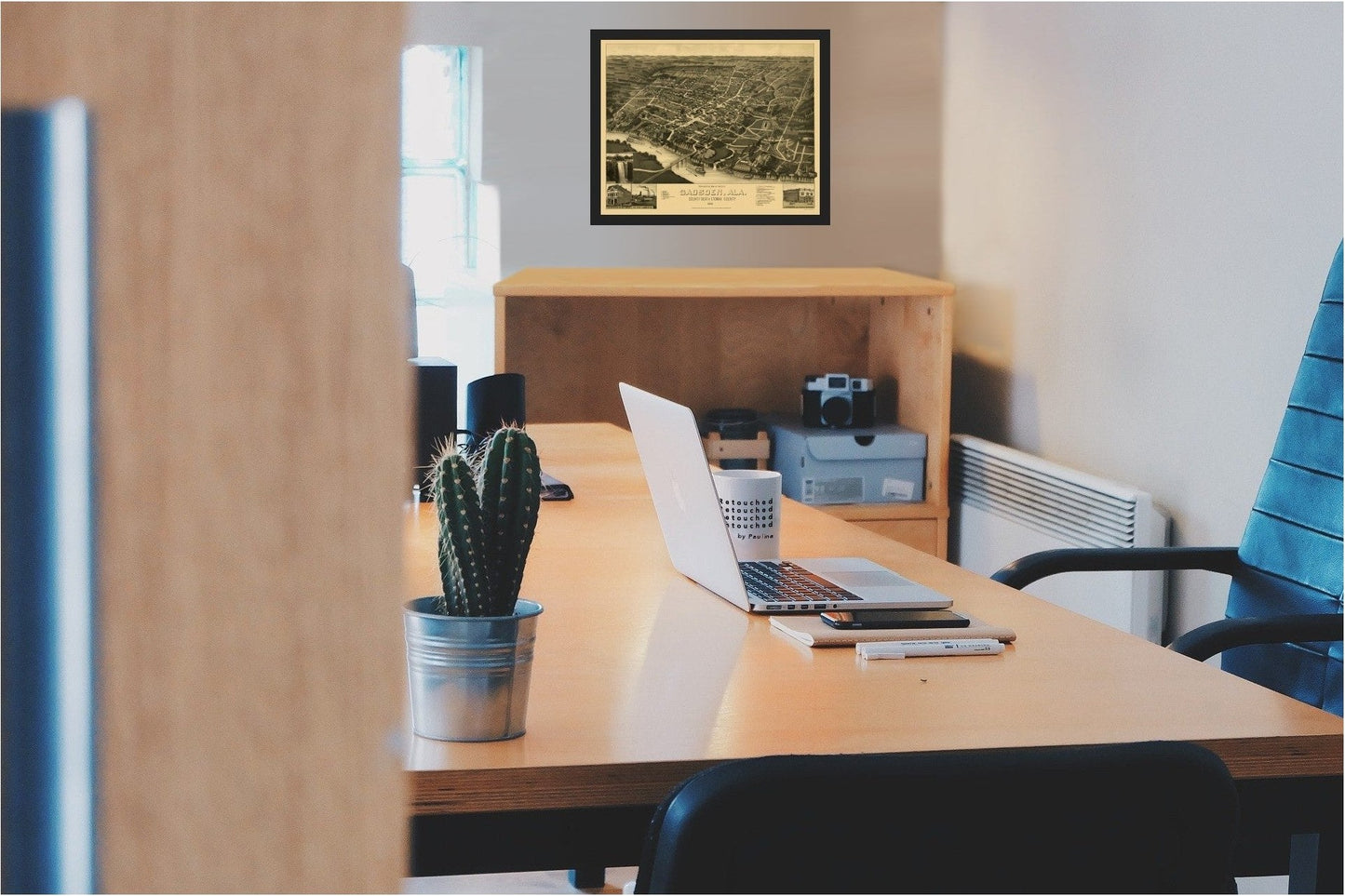 Historic Panoramic View - Gadsden Alabama - Beck 1887 - 23 x 28.86 - Vintage Wall Art