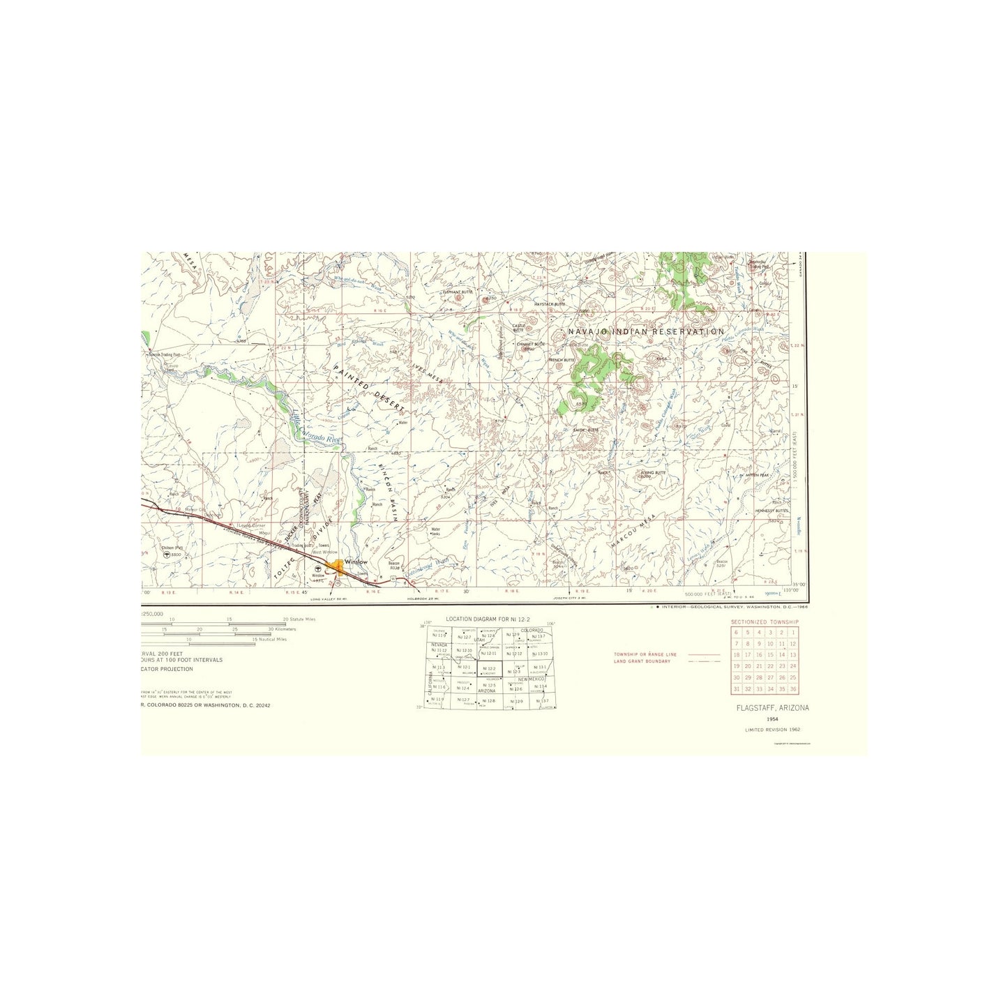 Topographical Map - Flagstaff Arizona Sheet - USGS 1966 - Vintage Wall Art