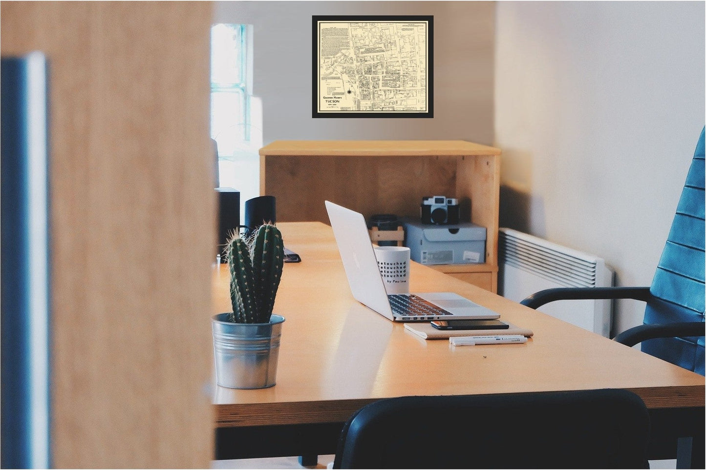 Historic City Map - Tucson Arizona - Hand 1870 - 27.75 x 23 - Vintage Wall Art