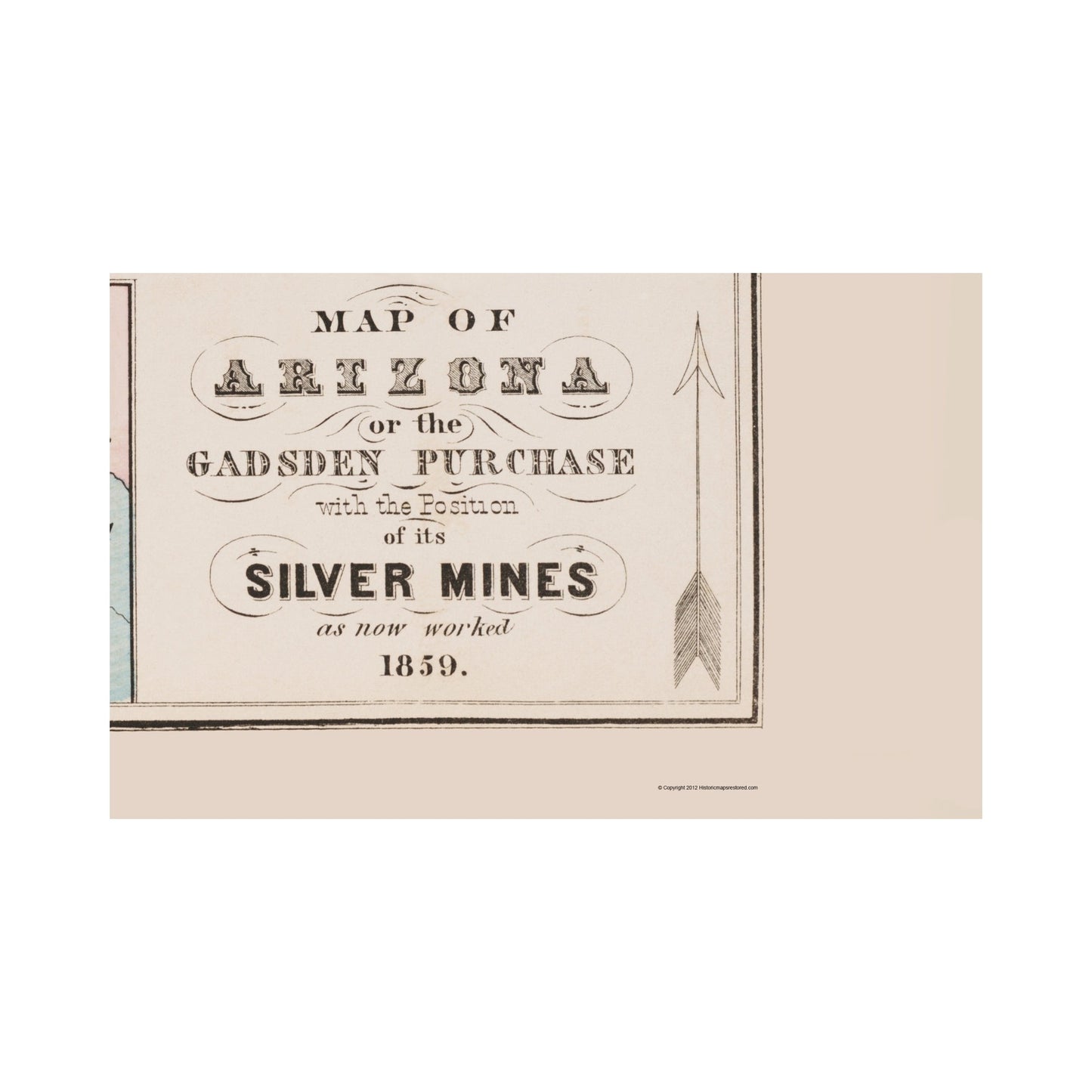 Historic Mine Map - Arizona Gadsden Purchase Silver Mines - Roskruge 1859 - 23 x 36.77 - Vintage Wall Art