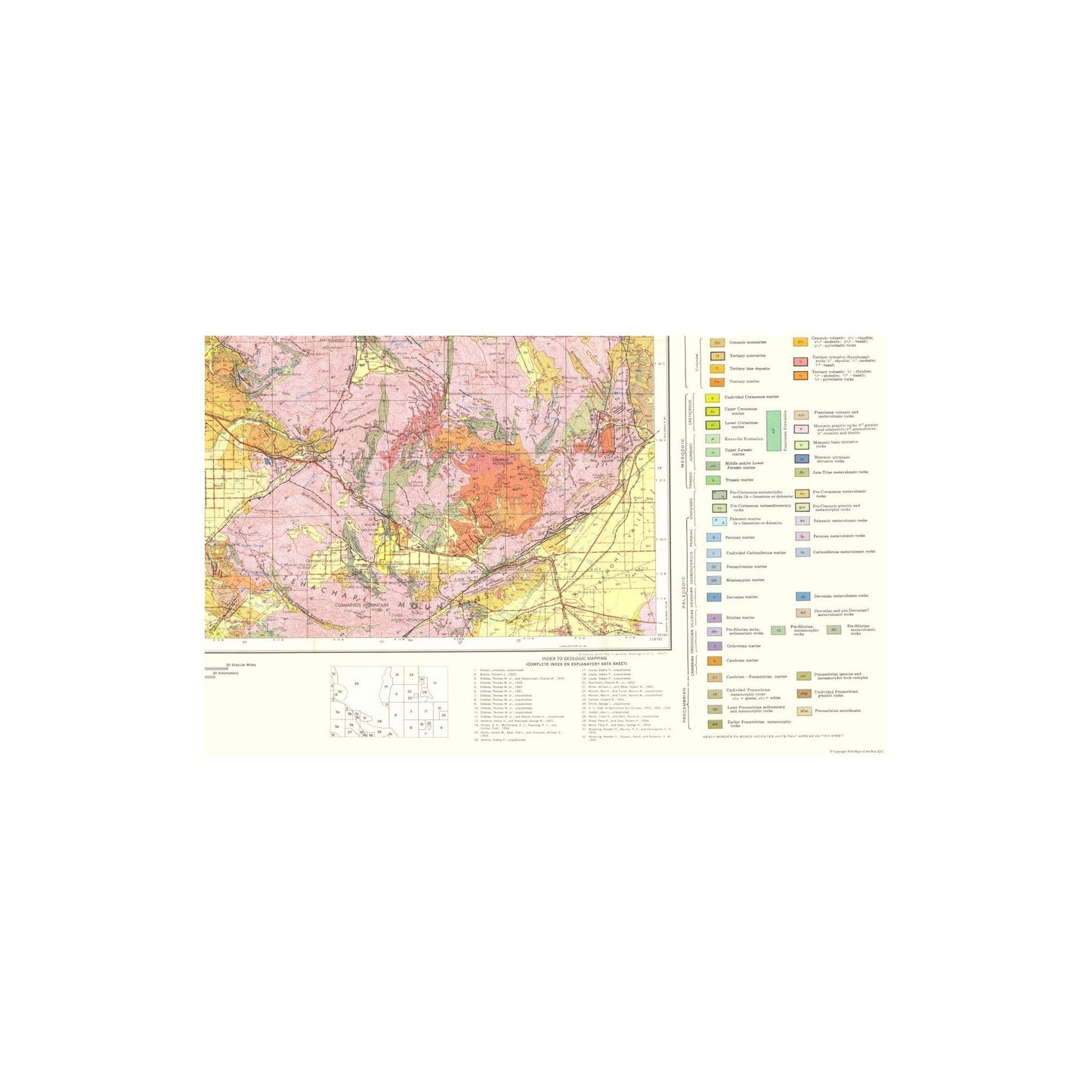 Historic Mine Map - Bakersfield California Sheet - Smith 1957 - Vintage Wall Art