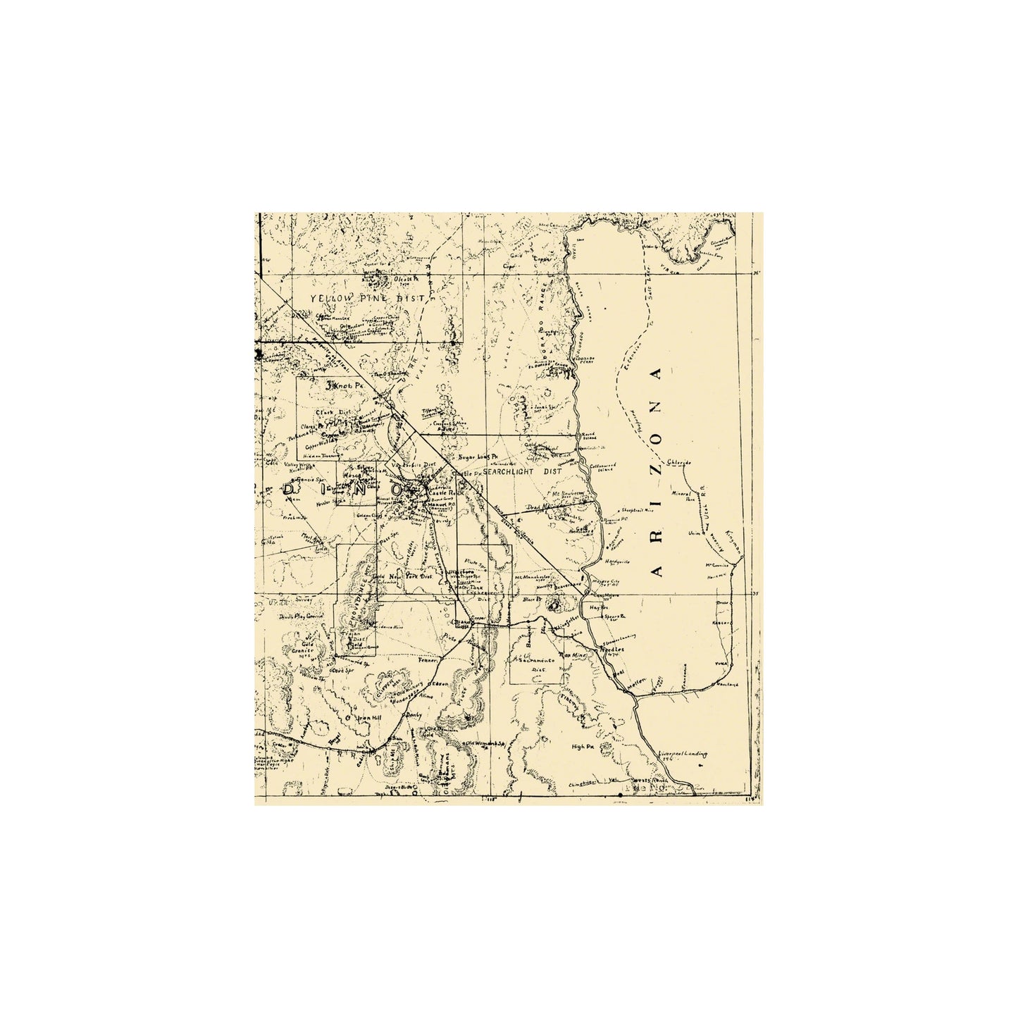 Historic Mine Map - Death Valley Miner Salt Lake Railroad - Crowell 1903 - Vintage Wall Art