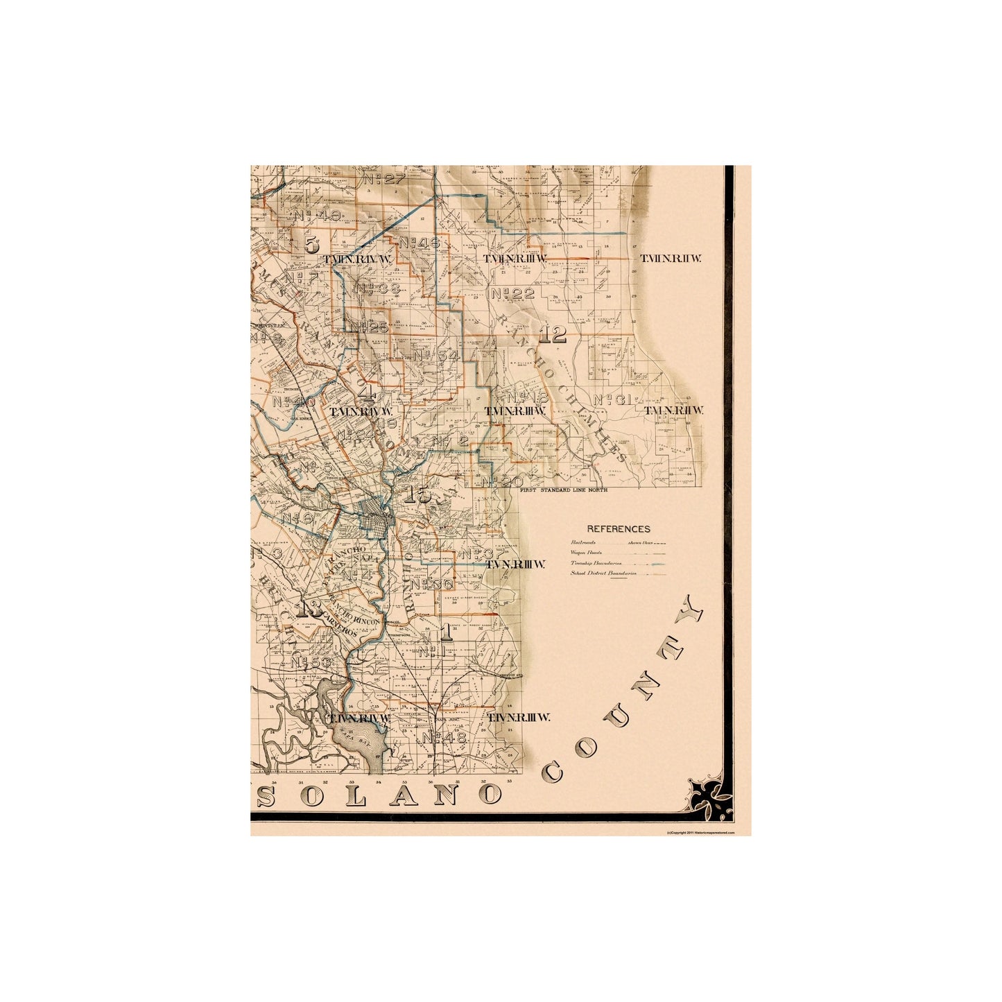 Historic County Map - Napa County California - Buckman 1895 - 23 x 30.81 - Vintage Wall Art