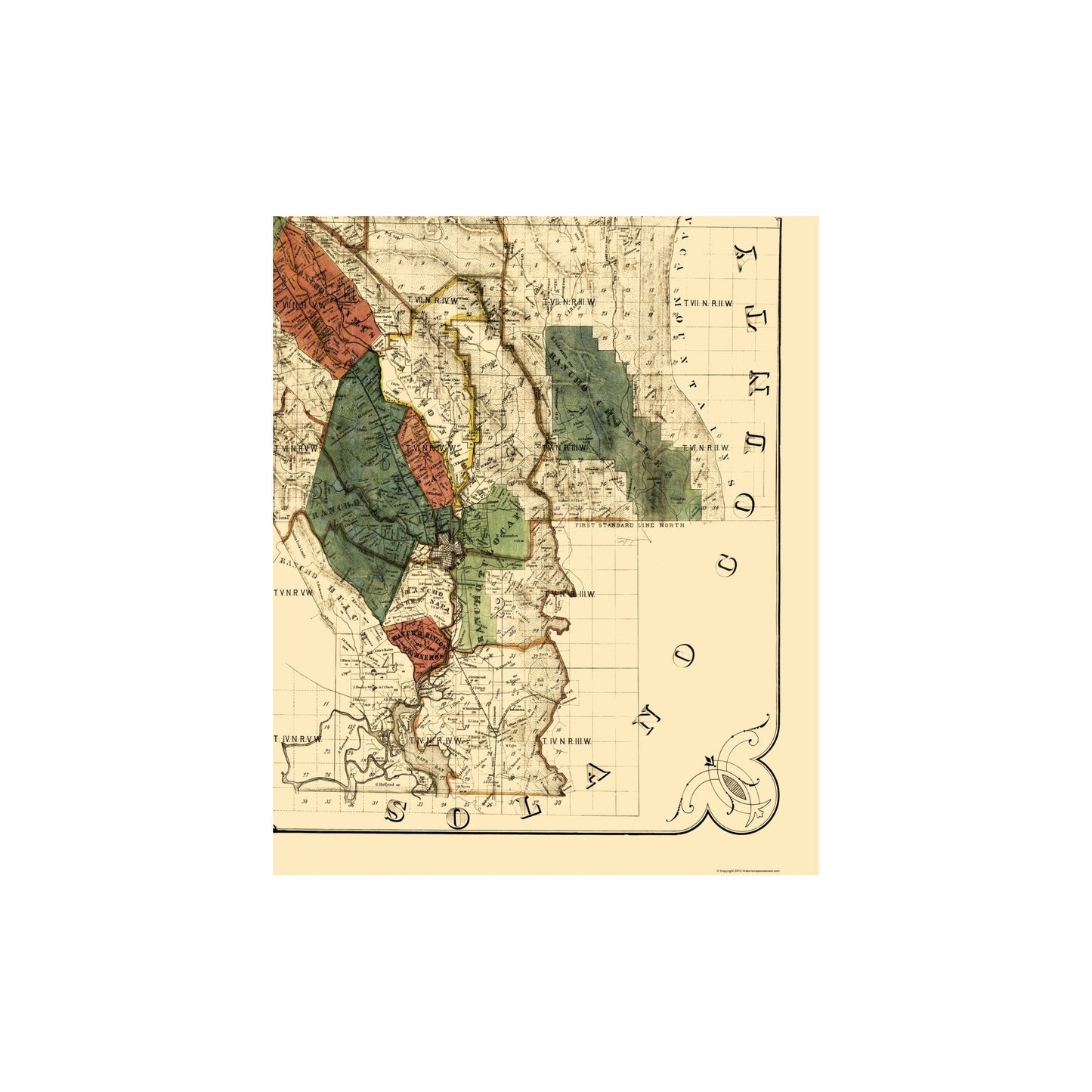 Historic County Map - Napa County California - Haas 1876 - 23 x 27.75 - Vintage Wall Art
