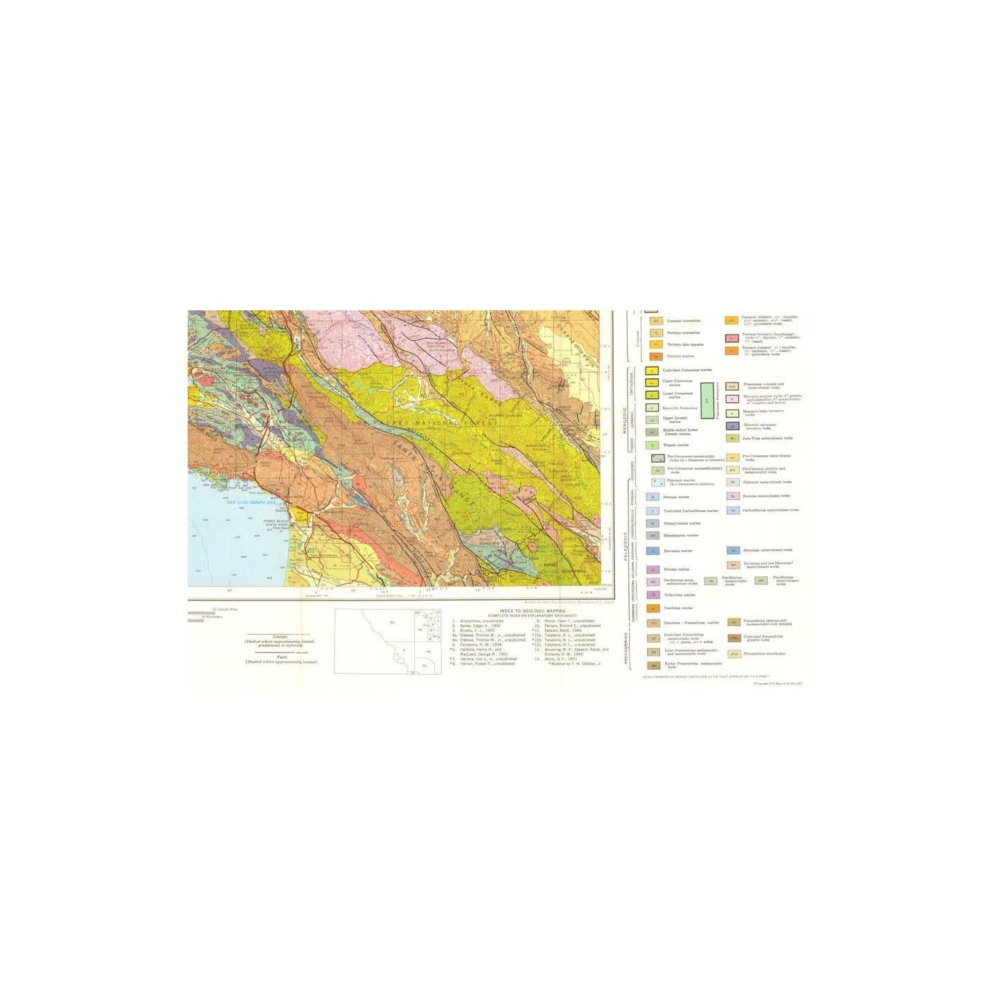 Historic Mine Map - San Luis Obispo California Mines Sheet - Jennings 1955 - Vintage Wall Art