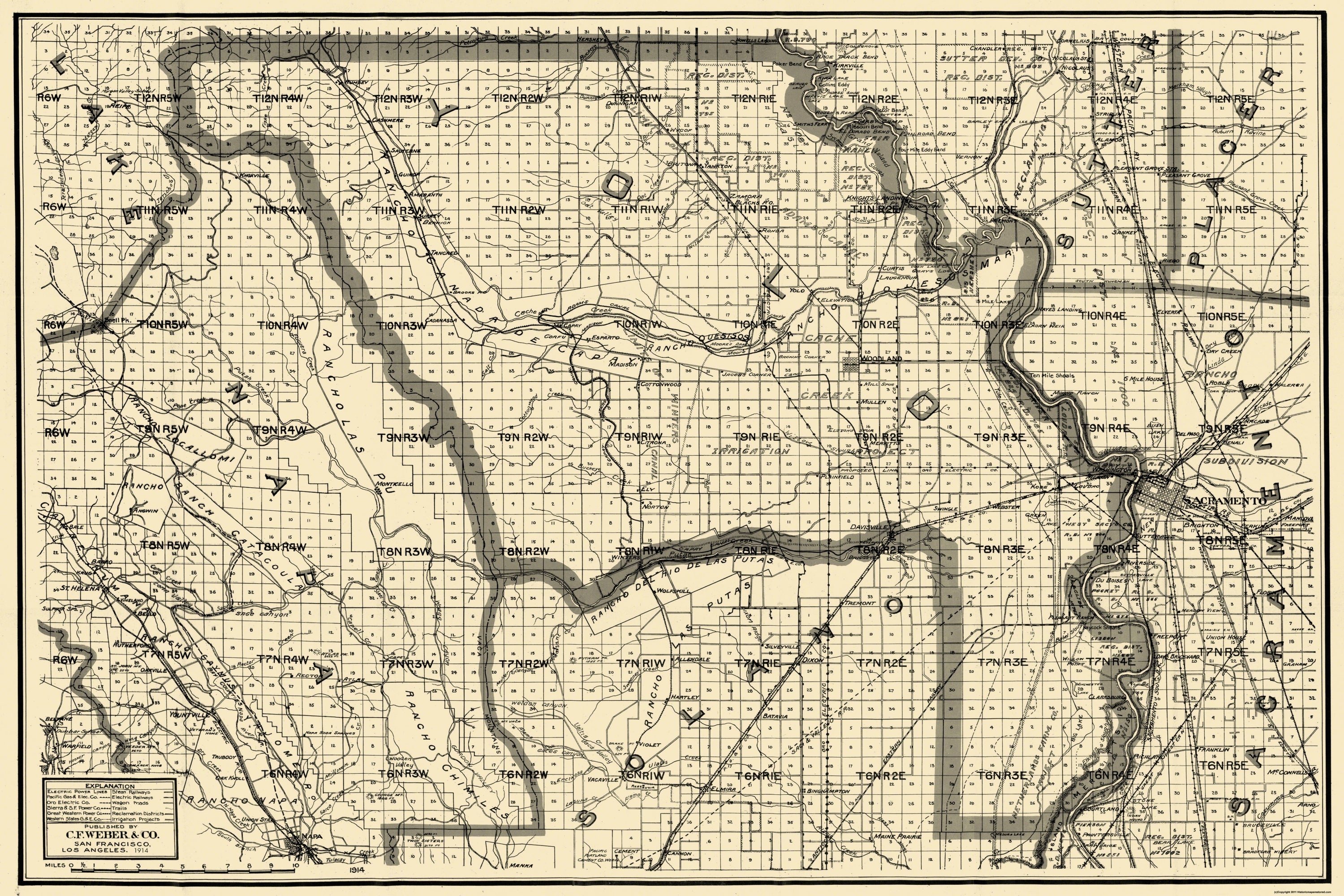 Historic County Map Yolo County California Weber 1914 345 X 23 Maps Of The Past 0681