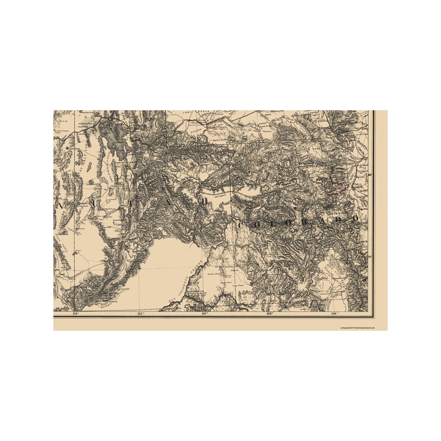 Historic Mine Map - Western States with Territories Mining Districts - King 1870