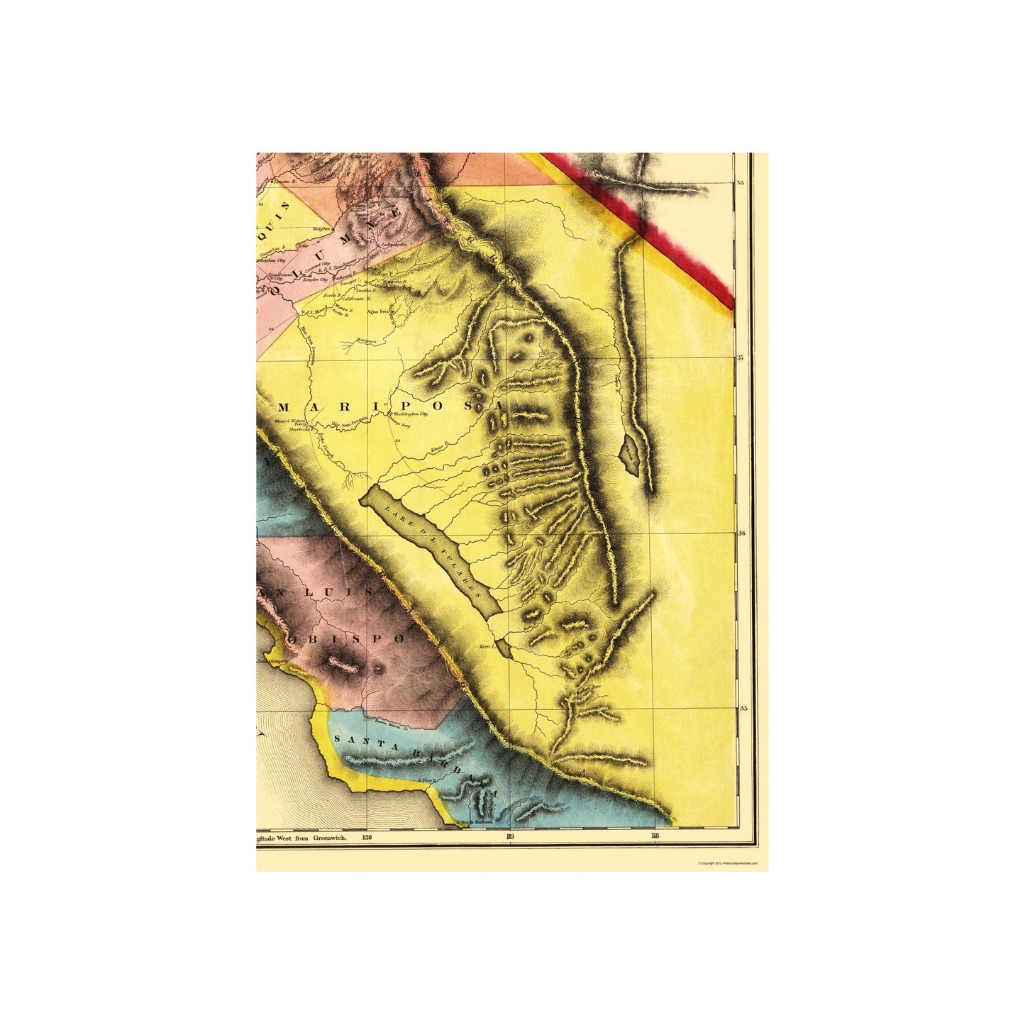 Historic State Map - California Gold Region - Sherman 1851 - 23 x 32.27 - Vintage Wall Art