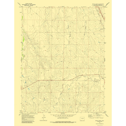 Topographical Map - Beuck Draw Colorado Quad- USGS 1970 - 23 x 29.74 - Vintage Wall Art