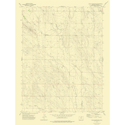 Topographical Map - Chalk Bluffs  SouthwestColorado Quad - USGS 1972 - 23 x 30.39 - Vintage Wall Art