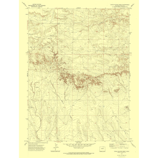 Topographical Map - Chalk Bluffs West Colorado Quad - USGS 1972 - 23 x 30.29 - Vintage Wall Art