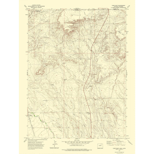 Topographical Map - Carr East Colorado Quad - USGS 1972 - 23 x 30.48 - Vintage Wall Art