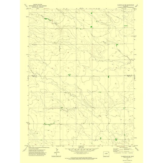 Topographical Map - Clarkville Northeast Colorado Quad - USGS 1971 - 23 x 30.48 - Vintage Wall Art