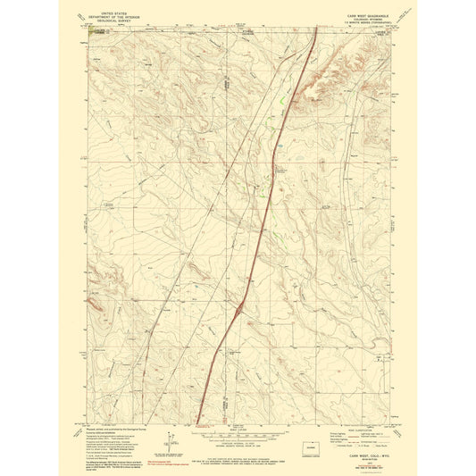 Topographical Map - Carr West Colorado Quad - USGS 1975 - 23 x 30.53 - Vintage Wall Art
