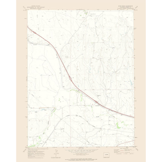Topographical Map - River Bend Colorado Quad - USGS 1970 - 23 x 28.76 - Vintage Wall Art