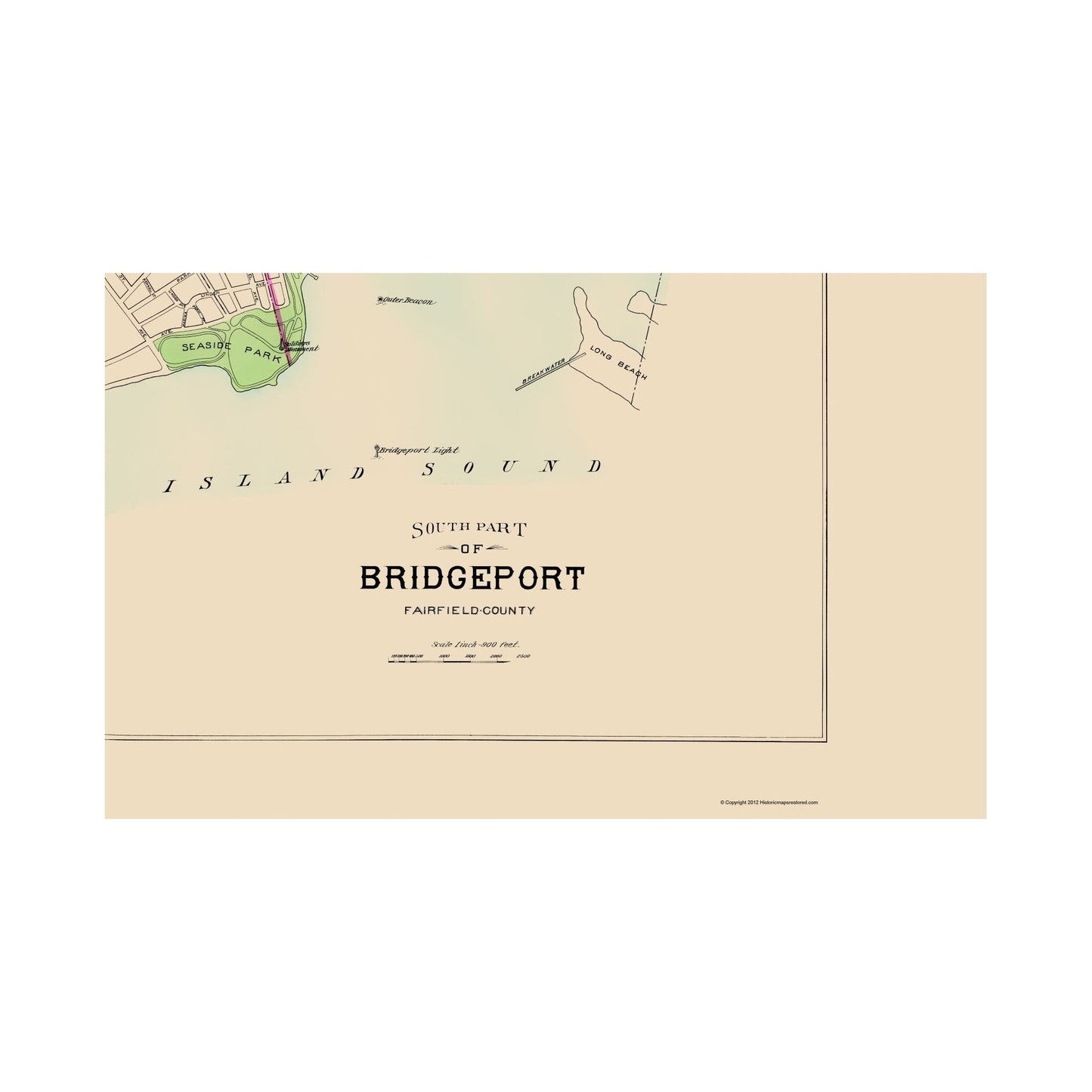 Historic City Map - Bridgeport South Connecticut - Hurd 1893 - 23 x 37.16 - Vintage Wall Art