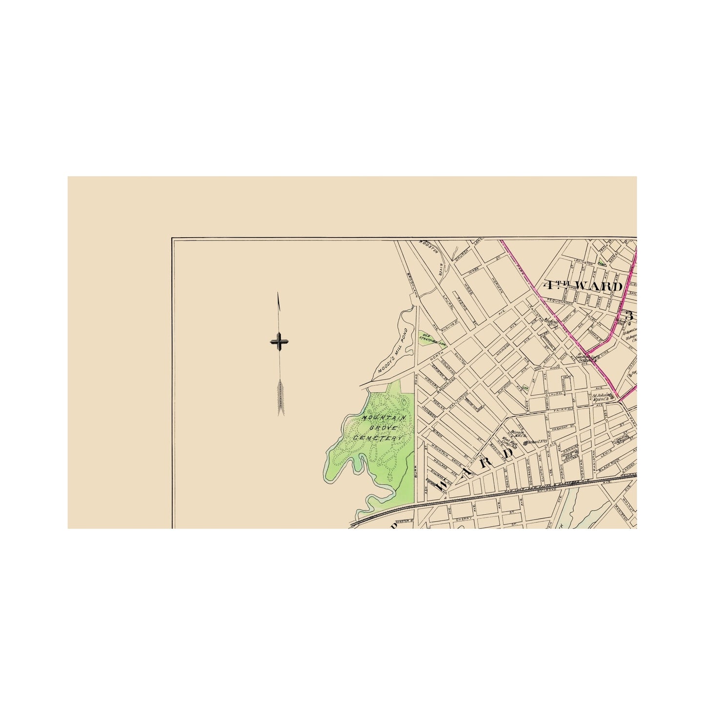 Historic City Map - Bridgeport South Connecticut - Hurd 1893 - 23 x 37.16 - Vintage Wall Art