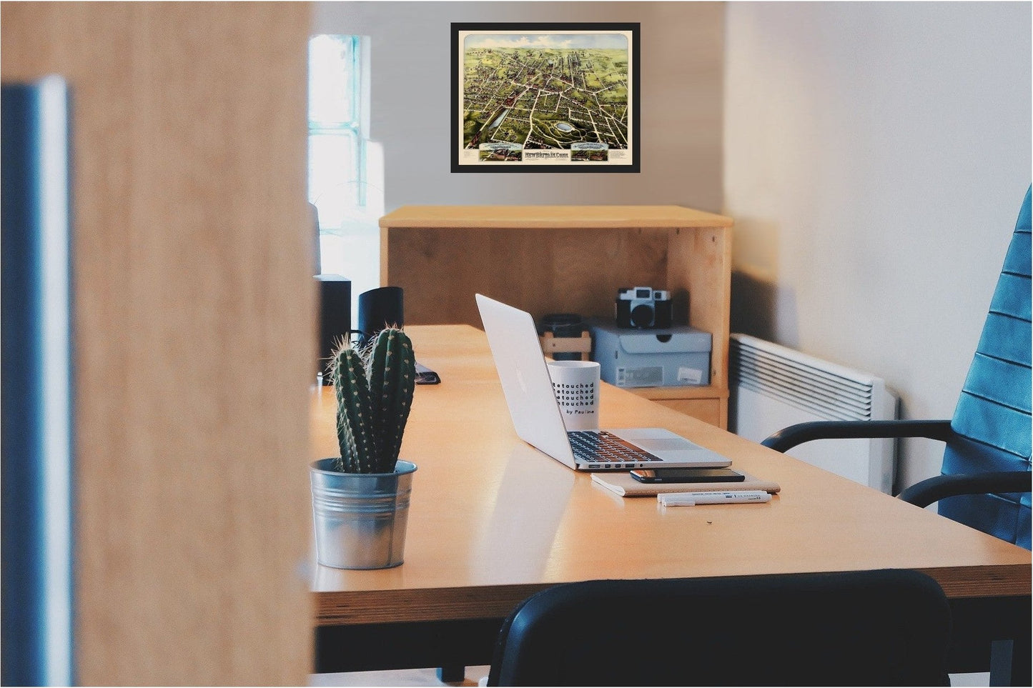 Historic Panoramic View - New Britain Connecticut - Bailey 1875 - 23 x 29.75 - Vintage Wall Art