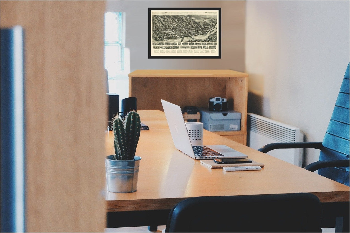 Historic Panoramic View - Shelton Connecticut - Bailey 1919 - 34.23 x 23 - Vintage Wall Art