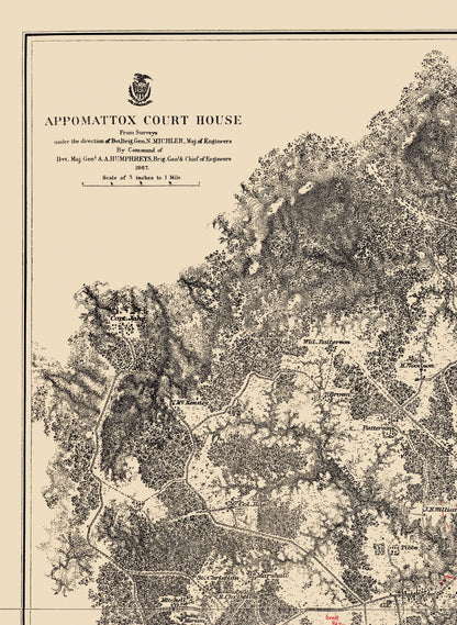 Historical Civil War Map - Appomattox Court House Virginia - Weyss 1865 - 23 x 31.45 - Vintage Wall Art