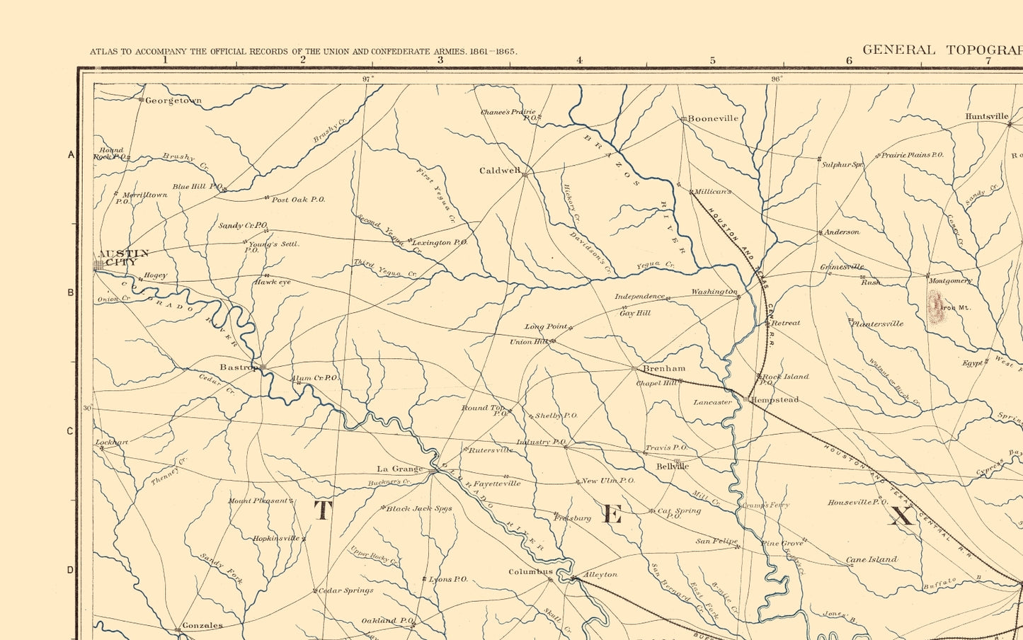Historical Civil War Map - Texas Louisiana Gulf Coast - Bien 1895 - 23 x 36.76 - Vintage Wall Art