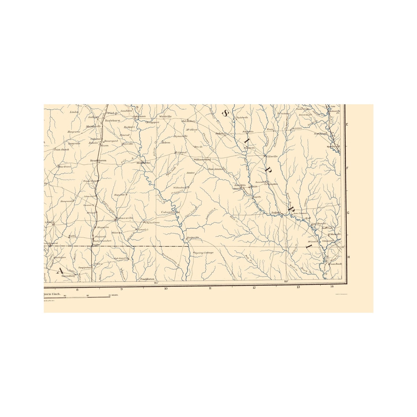 Historical Civil War Map - Arkansas Louisiana Mississippi - Bien 1895 - Vintage Wall Art