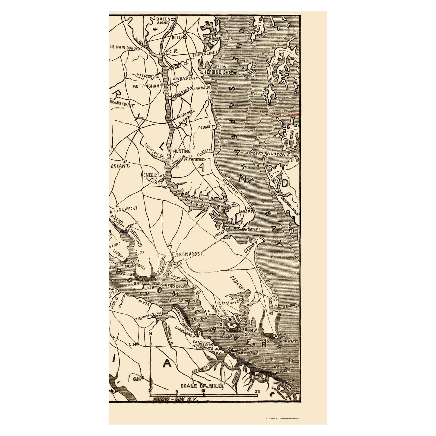 Historical Civil War Map - New Orleans Louisiana Lower Potomac River - Waters 1861 - WallArt