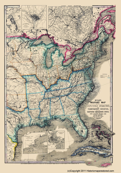 Historical Civil War Map - United States Military - Wyld 1861 - 23 x 32.98 - Vintage Wall Art