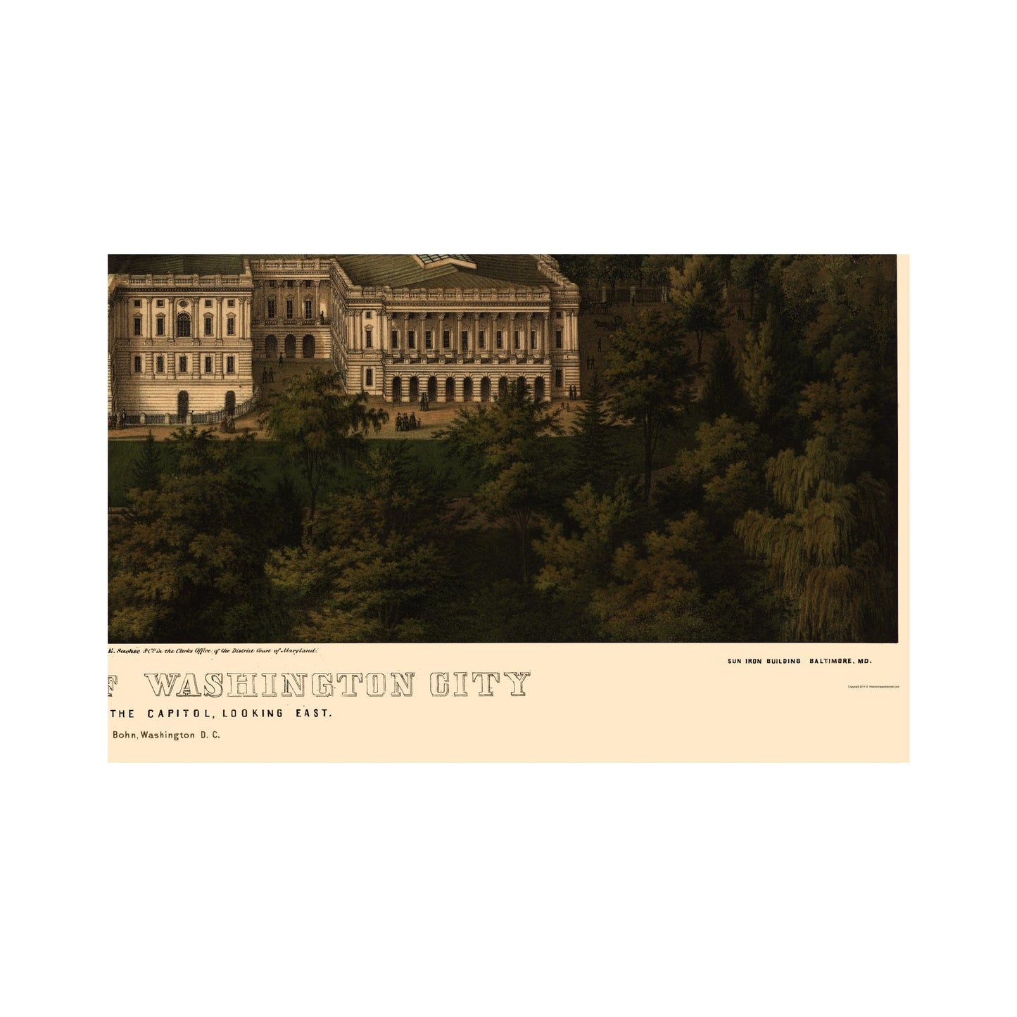 Historic Panoramic View - Washington DC - Bohn 1857 - Vintage Wall Art