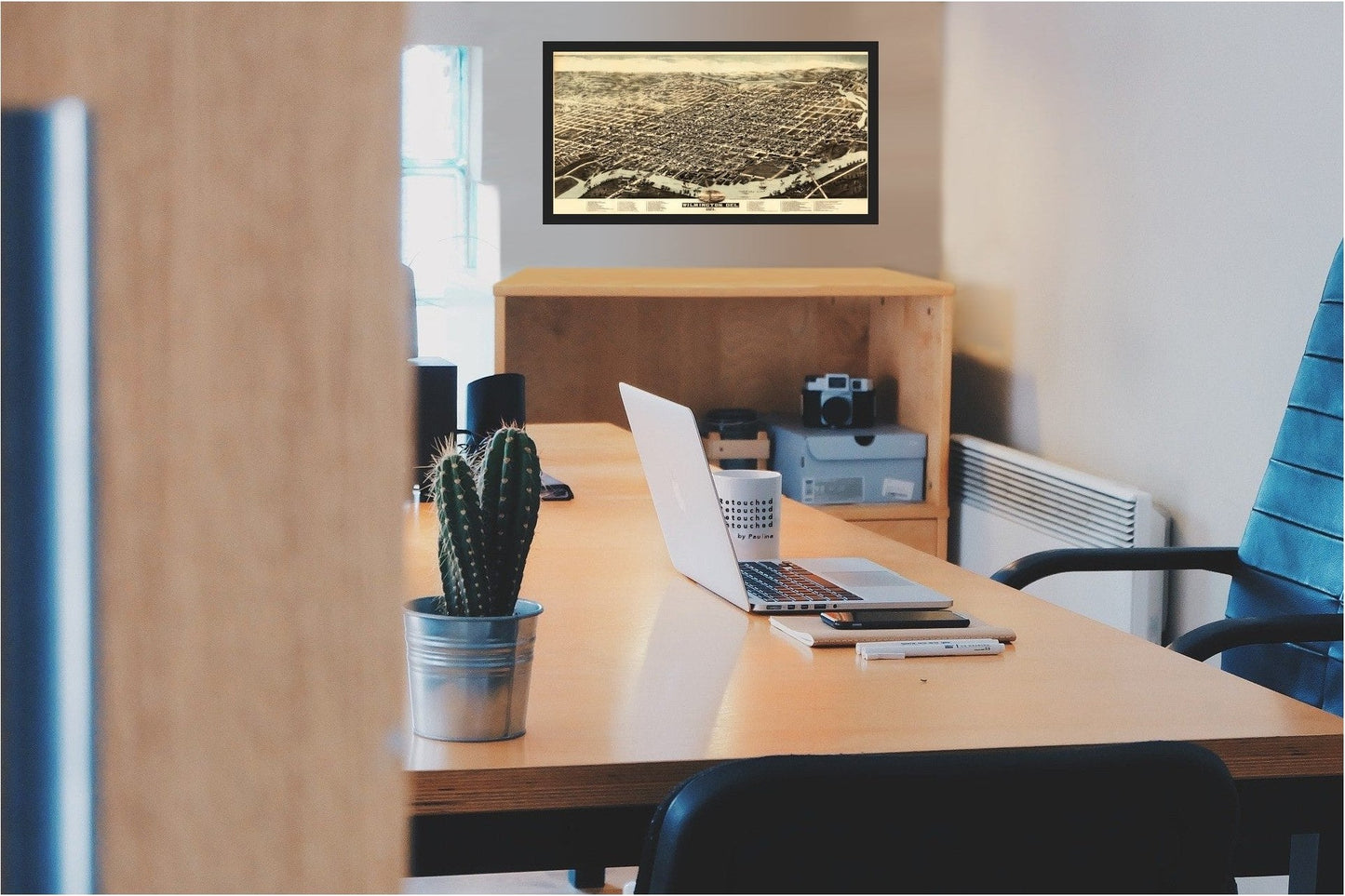 Historic Panoramic View - Wilmington Delaware - Harkness 1874 - 23 x 44.53 - Vintage Wall Art