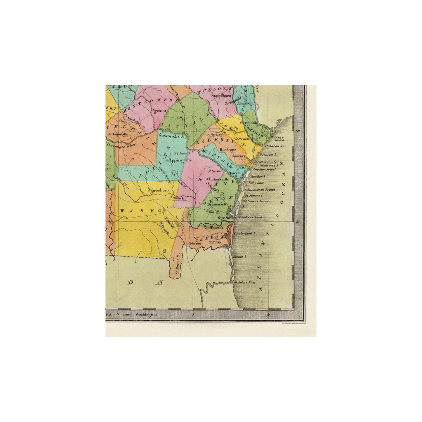 Historic State Map - Georgia - Burr 1835 - Vintage Wall Art