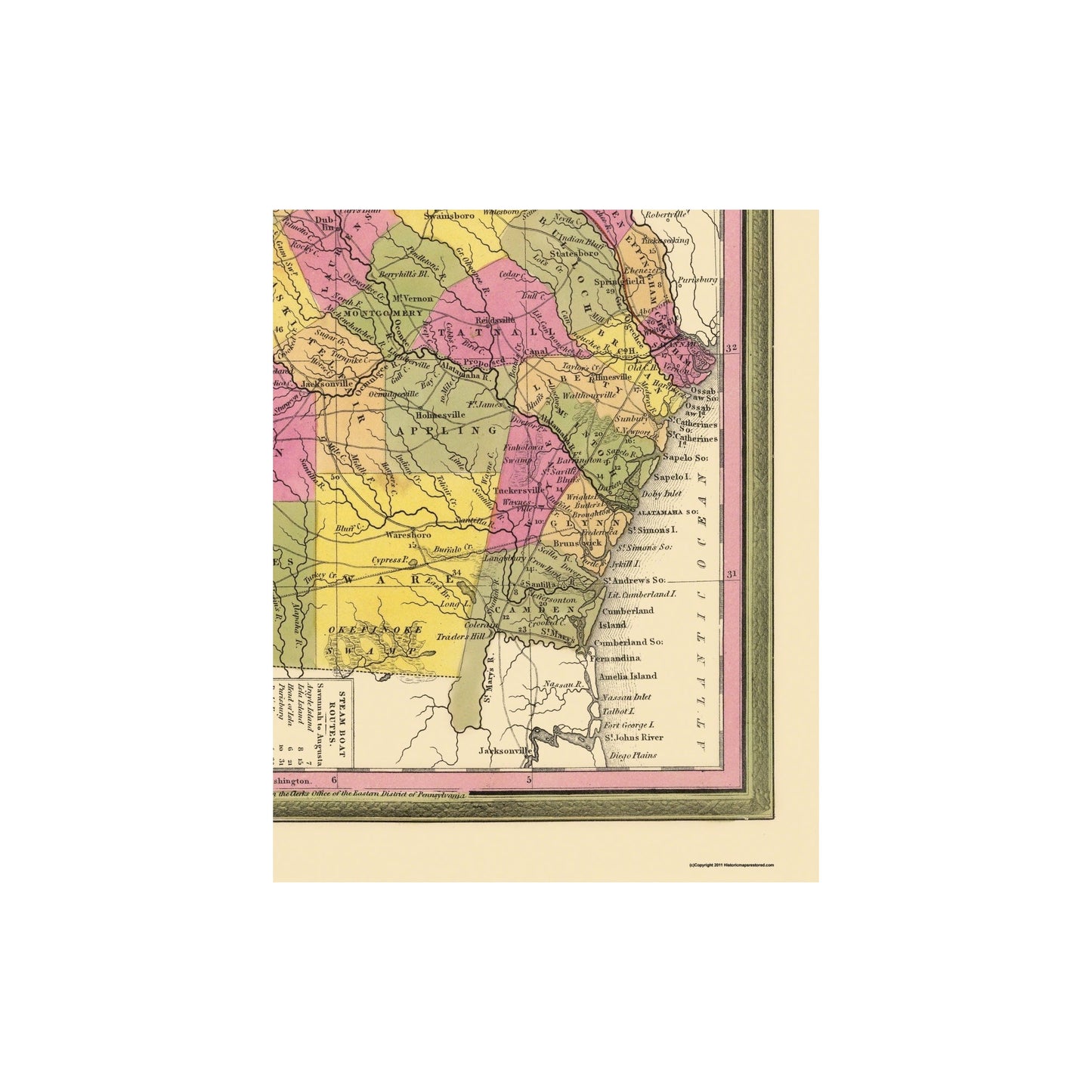 Historic State Map - Georgia - Mitchell 1846 - Vintage Wall Art