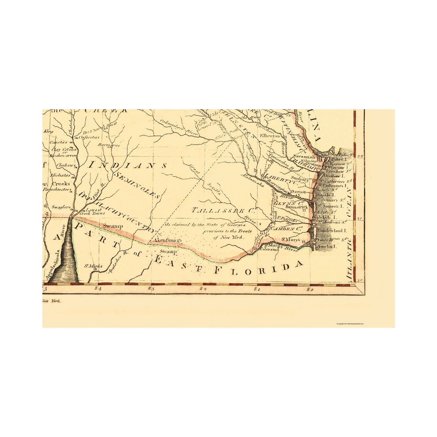 Historic State Map - Georgia - Reid 1796 - Vintage Wall Art