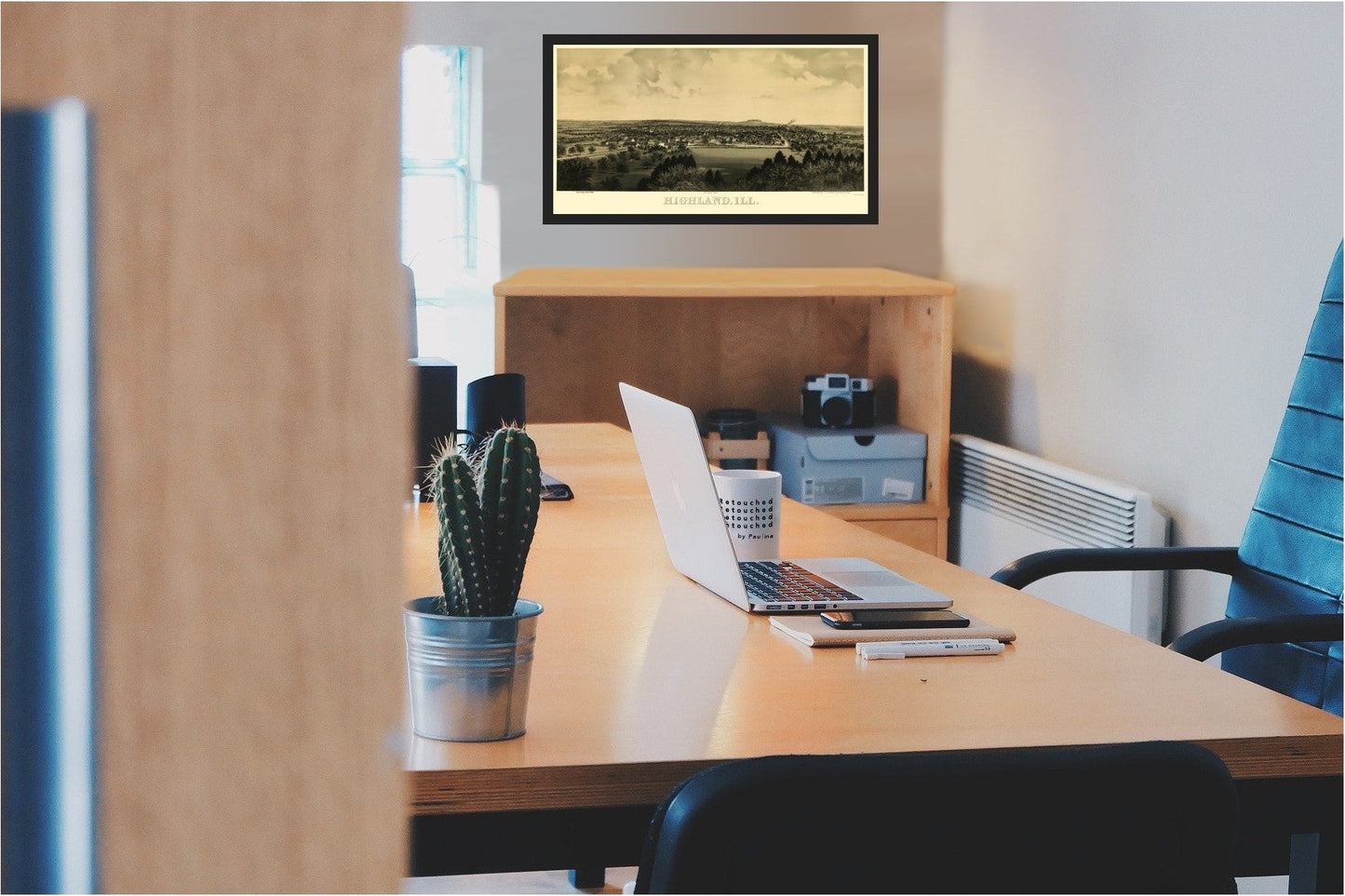 Historic Panoramic View - Highland Illinois - Hoerner 1894 - 23 x 42.76 - Vintage Wall Art