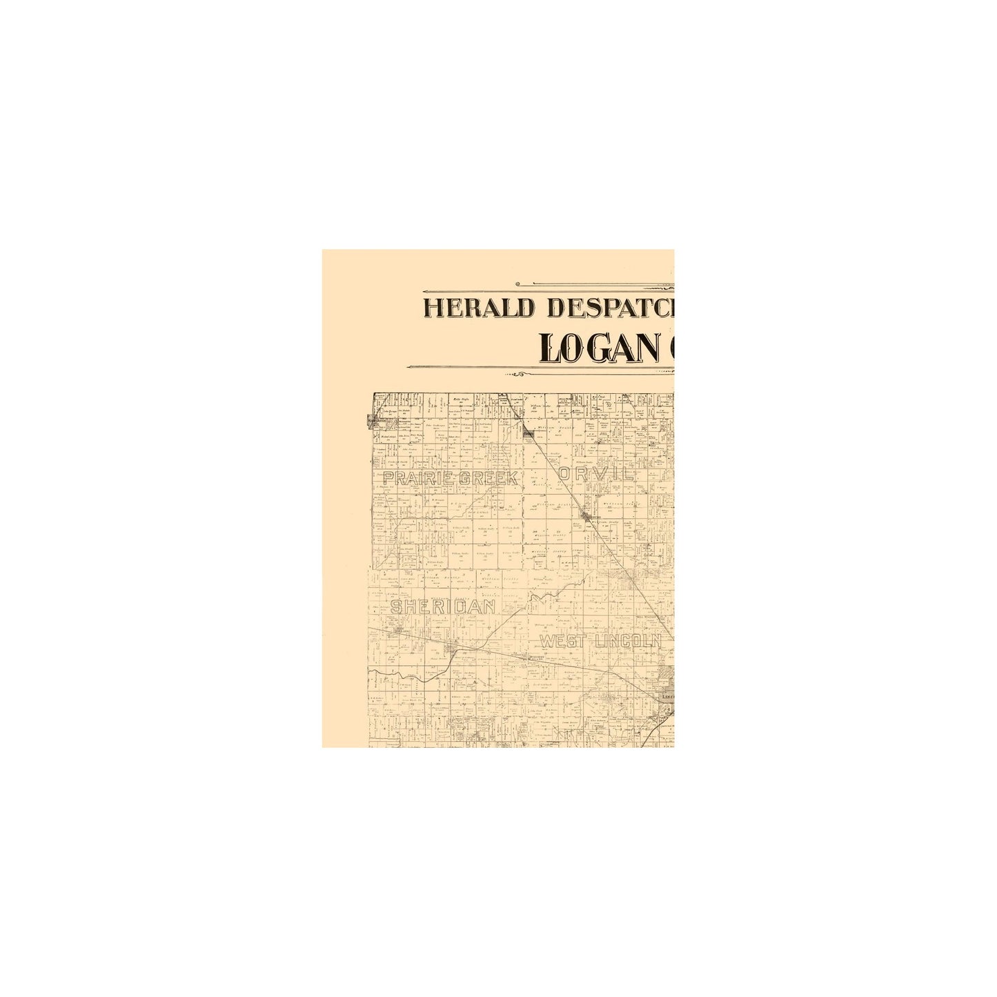 Historic County Map - Logan County Illinois - Herald Despatch 1861 - 23 x 32.52 - Vintage Wall Art