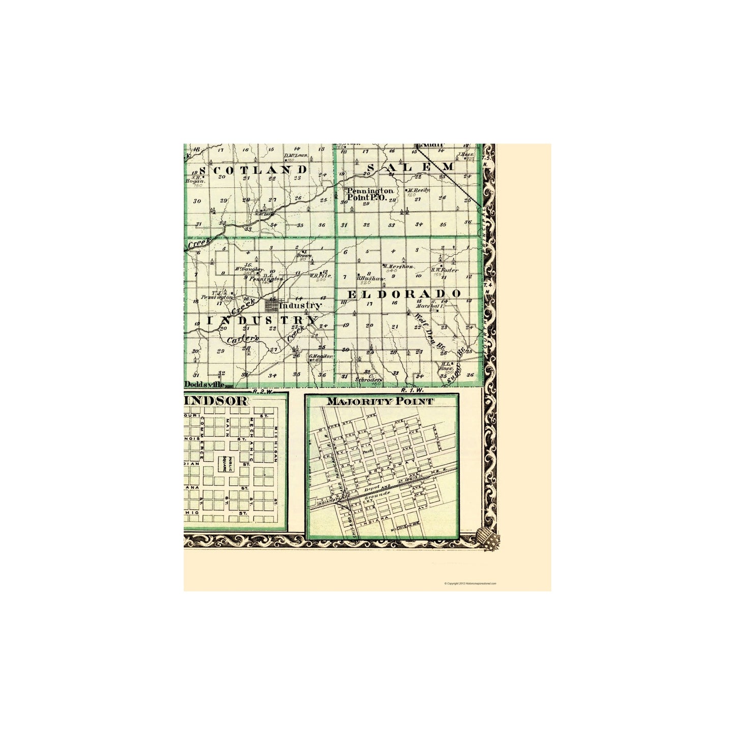 Historic County Map - Mcdonough County Illinois  - Warner 1870 - 23 x 28.01 - Vintage Wall Art
