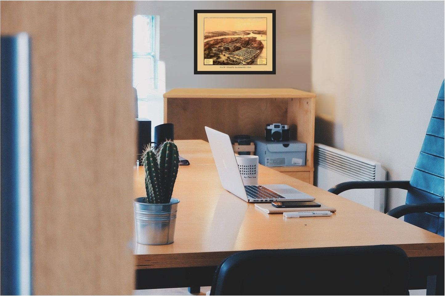 Historic Panoramic View - Rock Island Barracks Illinois - Speidel 1864 - 23 x 29.88 - Vintage Wall Art