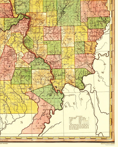 Historic State Map - Illinois Missouri - Tanner 1823 - 23 x 28.51 - Vintage Wall Art