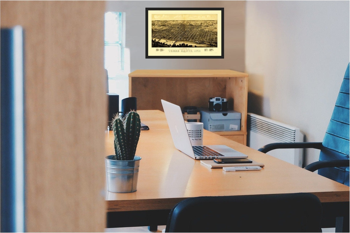 Historic Panoramic View - Terre Haute Indiana - Beck 1880 - 23 x 37.03 - Vintage Wall Art