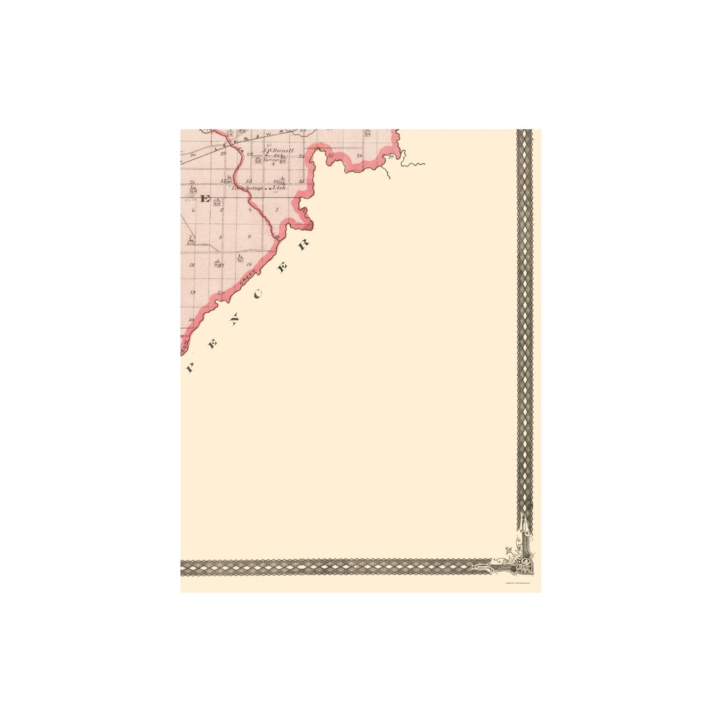 Historic County Map - Warrick County Indiana - Baskin 1876 - Vintage Wall Art