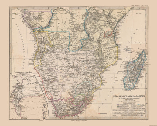 Historic Map - South Africa Madagascar - Stieler  1885 - 28.65 x 23 - Vintage Wall Art