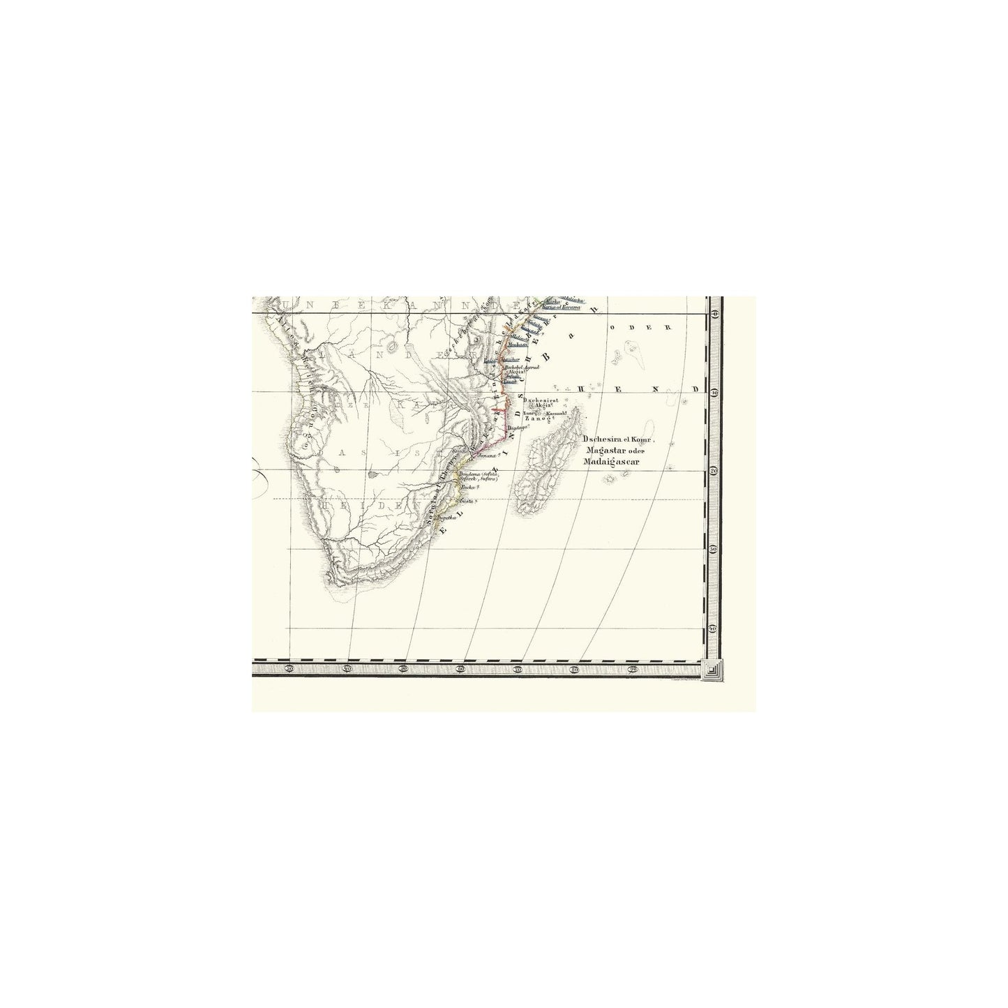 Historic Map - Africa Post Arabs 14 Century - Spruner 1855 - 32.70 x 23 - Vintage Wall Art