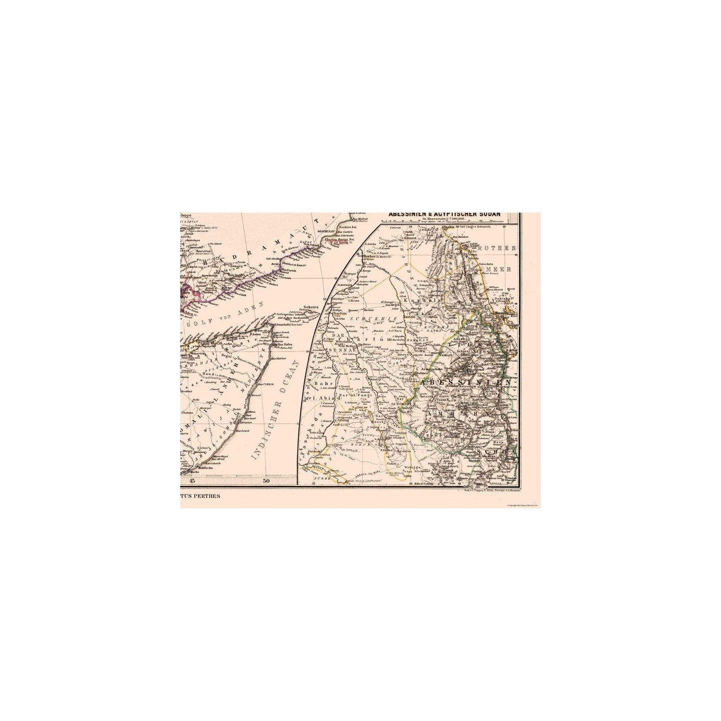 Historic Map - North Africa Arabia - Steilers 1881 - 28.05 x 23 - Vintage Wall Art