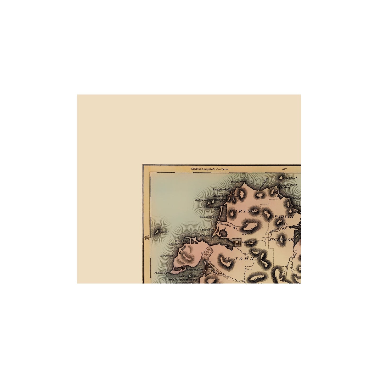 Historic Map - Antigua - Lucas 1823 - 23 x 27.24 - Vintage Wall Art