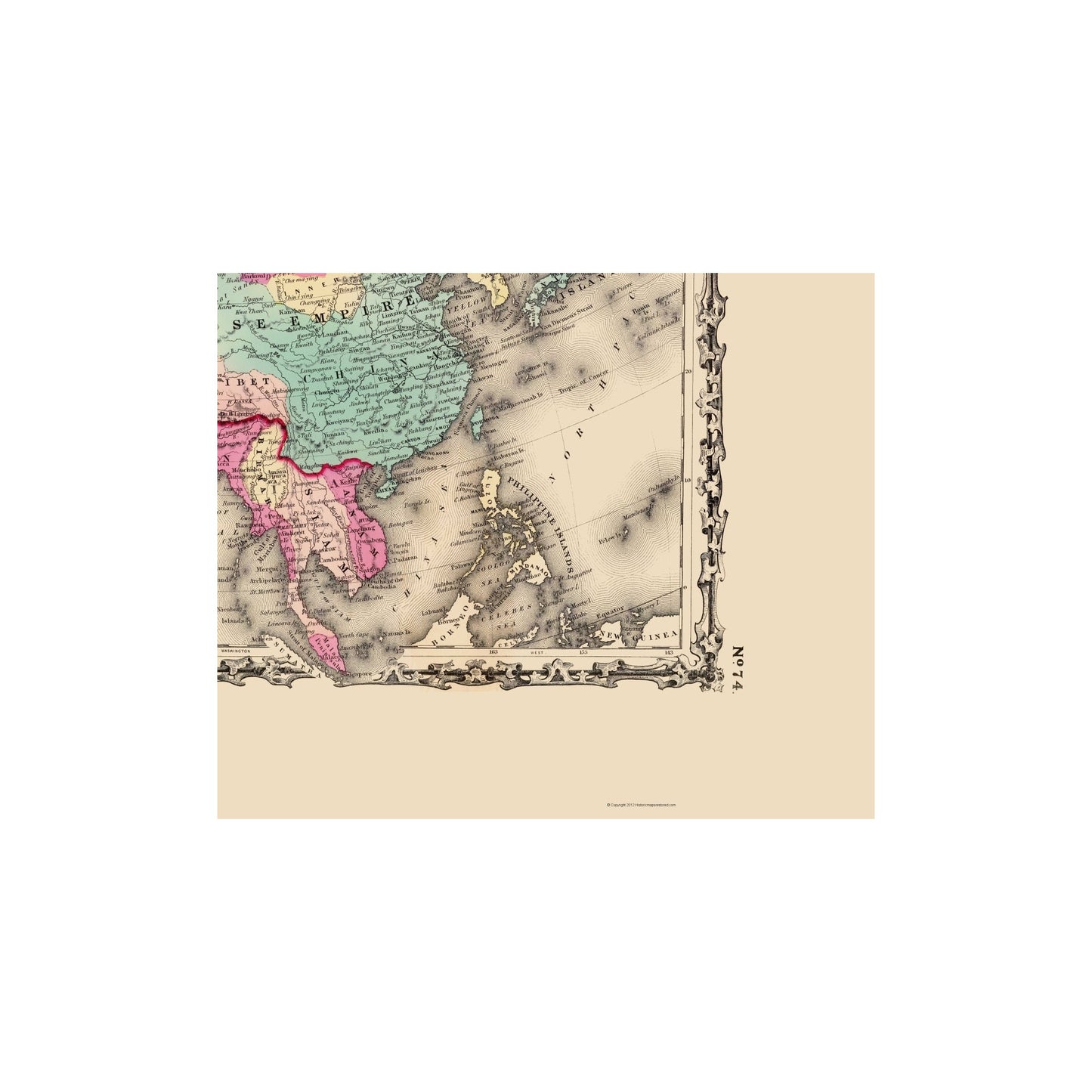 Historic Map - Asia - Johnson 1860 - 23 x 27.69 - Vintage Wall Art