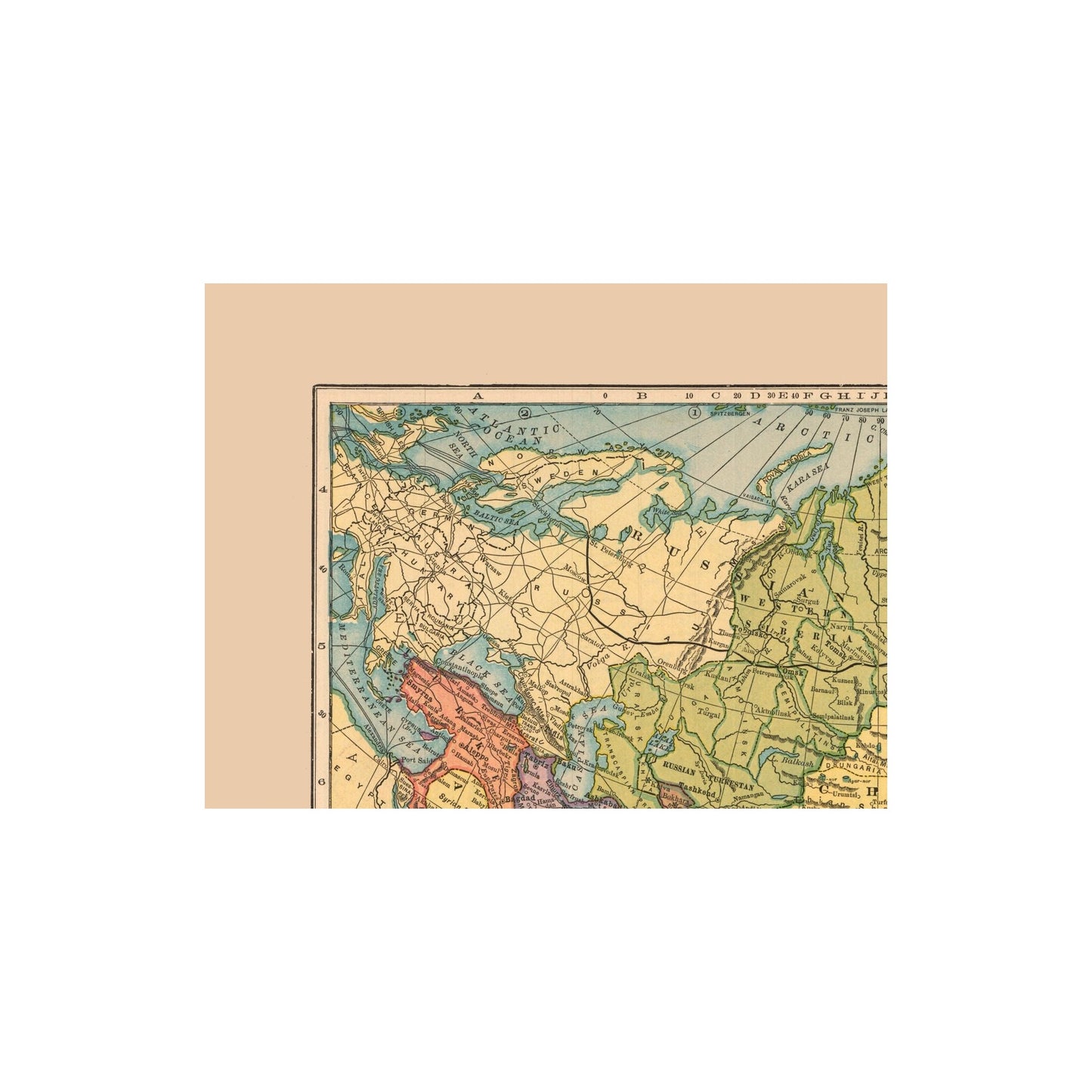 Historic Map - Asia - Hammond 1910 - 29.86 x 23 - Vintage Wall Art