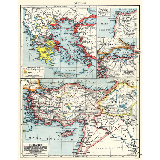 Historic Map - Asia Minor Greece - Putzgers 1897 - 23 x 29.56 - Vintage Wall Art