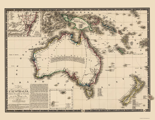 Historic Map - Australia New Zealand New Guinea - Brue 1826 - 23 x 29.75 - Vintage Wall Art